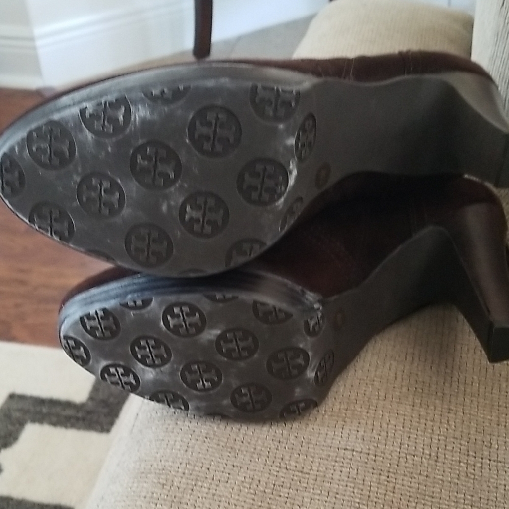 Tory Burch Dark Brown Suede Heeled Boots - Picture 6 of 7
